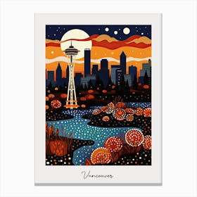 Poster Of Vancouver, Illustration In The Style Of Pop Art 3 Canvas Print