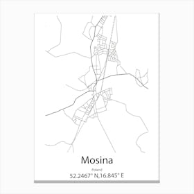 Mosina,Poland Minimalist Map Canvas Print