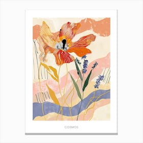 Colourful Flower Illustration Poster Cosmos 1 Canvas Print