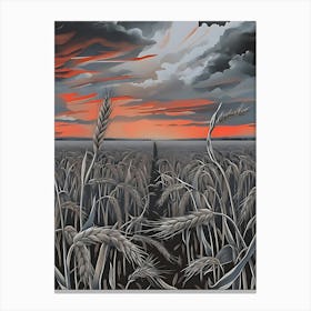 Sunset In The Wheat Field 1 Canvas Print