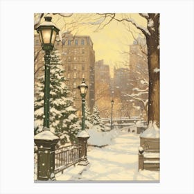 Vintage Winter Illustration New York City Usa 1 Canvas Print