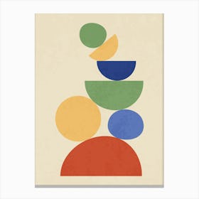 Stacked Minimal Geometric Shapes in Retro Style Canvas Print