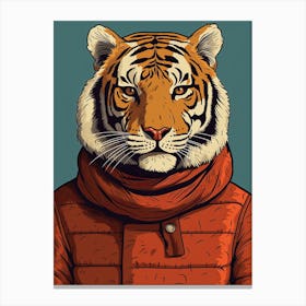 Tiger Illustrations Wearing A Turtleneck 4 Canvas Print