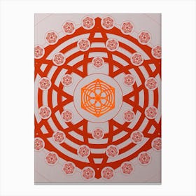 Geometric Abstract Glyph Circle Array in Tomato Red n.0128 Canvas Print