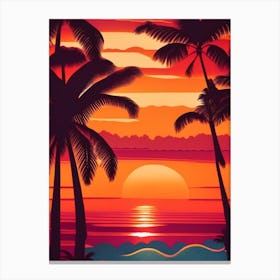 Hawaii Retro Sunset 2 Canvas Print