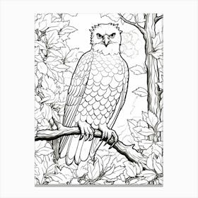 Line Art Jungle Animal Harpy Eagle 4 Canvas Print