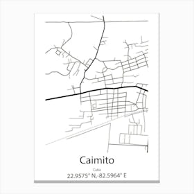 Caimito,Cuba Minimalist Map Canvas Print