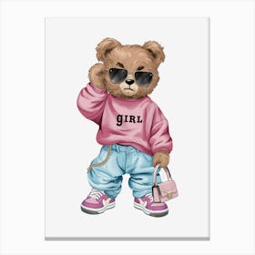 Girl Teddy Bear Canvas Print