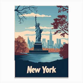 Aihrgdesign A Retro Travel Poster For New York Featuring The 1 Canvas Print