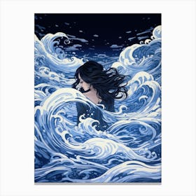 Girl In The Ocean 1 Canvas Print