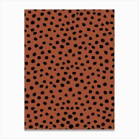 Leopard Print Dots Black And Terracotta Canvas Print