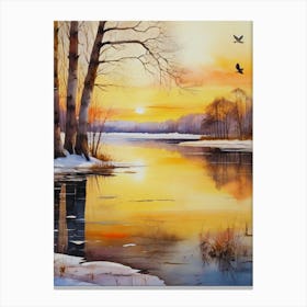 Sunset By The Lake 2 Canvas Print