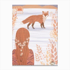 Fox And Girl Canvas Print