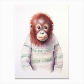 Baby Animal Watercolour Orangutan Canvas Print