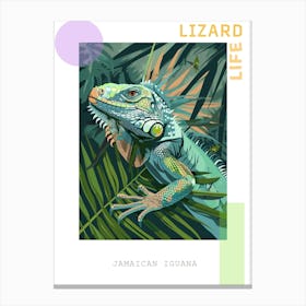Turquoise Jamaican Iguana Abstract Modern Illustration 5 Poster Canvas Print
