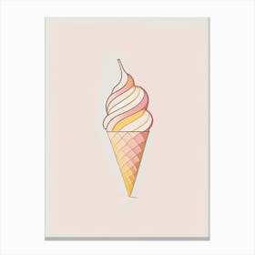 Ice Cream Dessert Minimal Line Drawing Flower Canvas Print