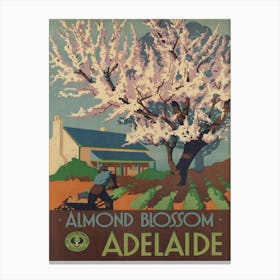 Almond Blossoms, Adelaide Australia Vintage Travel Poster Canvas Print