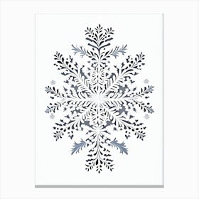 Cold, Snowflakes, William Morris Inspired 3 Canvas Print