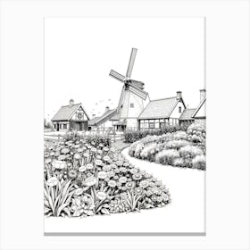 Windmill In The Garden 3 Canvas Print