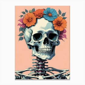 Floral Skeleton In The Style Of Pop Art (45) Canvas Print