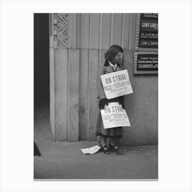 A Picket On 7th Avenue, New York City By Russell Lee Canvas Print