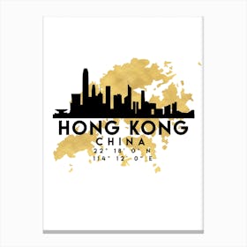 Hong Kong China Silhouette City Skyline Map Canvas Print