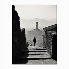 Cortona, Italy,  Black And White Analogue Photography  2 Canvas Print