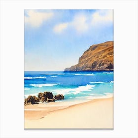 Amadores Beach 2, Gran Canaria, Spain Watercolour Canvas Print