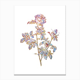 Stained Glass Pink Rosebush Mosaic Botanical Illustration on White n.0001 Canvas Print