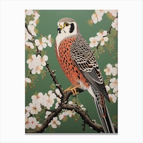 Ohara Koson Inspired Bird Painting American Kestrel 4 Canvas Print