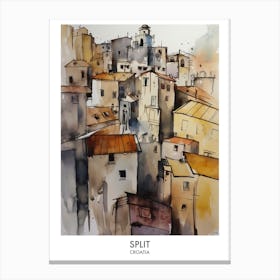 Split 3 Watercolour Travel Poster Canvas Print