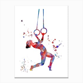Gymnast With Rings Watercolor Painting Canvas Print