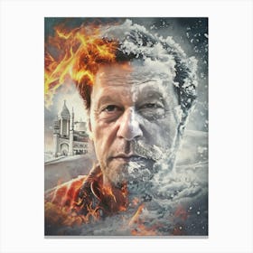 Imran Khan portrait (flames and breeze) Canvas Print