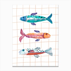 Watercolor Fish & checks pink Toile