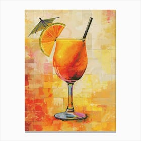 Tequila Sunrise Inspired Cocktail Watercolour 3 Canvas Print