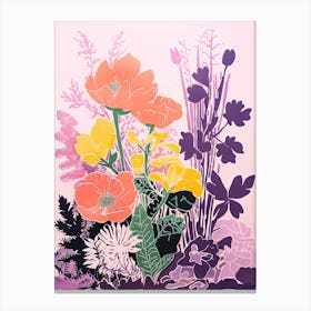 Colourful Flower Still Life Risograph Style 29 Canvas Print