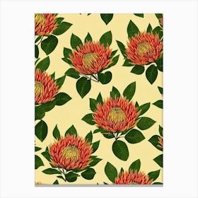Proteas Repeat Retro Flower Canvas Print