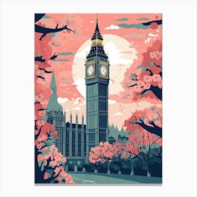 Big Ben, London   Cute Botanical Illustration Travel 2 Canvas Print