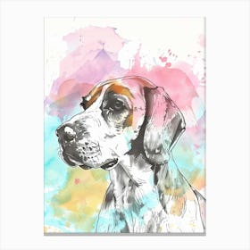 Pastel Beagle Dog Watercolour Line Illustration 1 Canvas Print