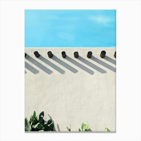 Long Shadows On An Adobe Wall With Cactus Canvas Print