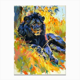 Black Lion Resting In The Sun Fauvist Painting 1 Canvas Print