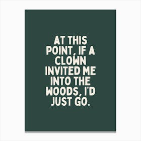 At This Point | White and Forest Green Canvas Print