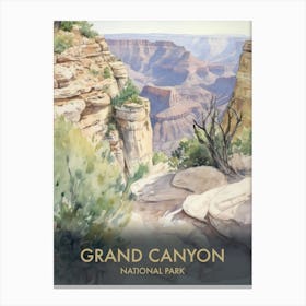 Grand Canyon National Park Watercolour Vintage Travel Poster 2 Canvas Print