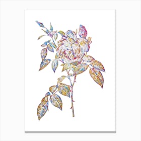 Stained Glass Fragrant Rosebush Mosaic Botanical Illustration on White n.0169 Canvas Print