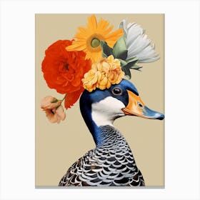 Bird With A Flower Crown Mallard Duck Canvas Print