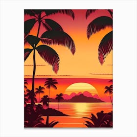 Hawaii Retro Sunset 3 Canvas Print