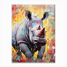 Paint Splash Dotty Rhino 3 Canvas Print