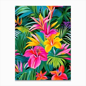 Tropical Flowers Seamless Pattern Canvas Print