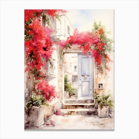 Rome, Italy   Mediterranean Doors Watercolour Painting 4 Canvas Print