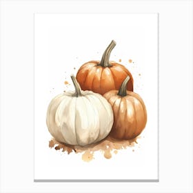 Watercolor Pumpkins Fall Wall Art 1 Canvas Print